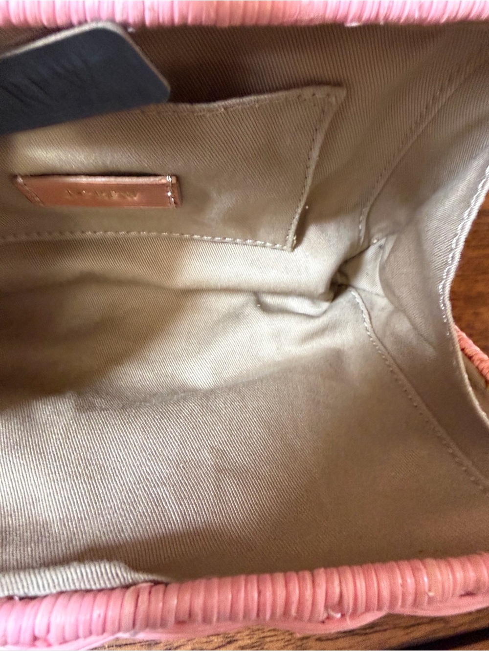 J. Crew Pink Woven Straw
Clutch with Tan Leather Trim - Picture 8 of 10